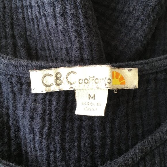 C&C CALIFORNIA Dark Blue Textured Ruffle Sleeve & Hem Midi Dress - Picture 2 of 9